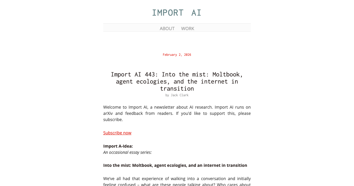 Import AI (Jack Clark)