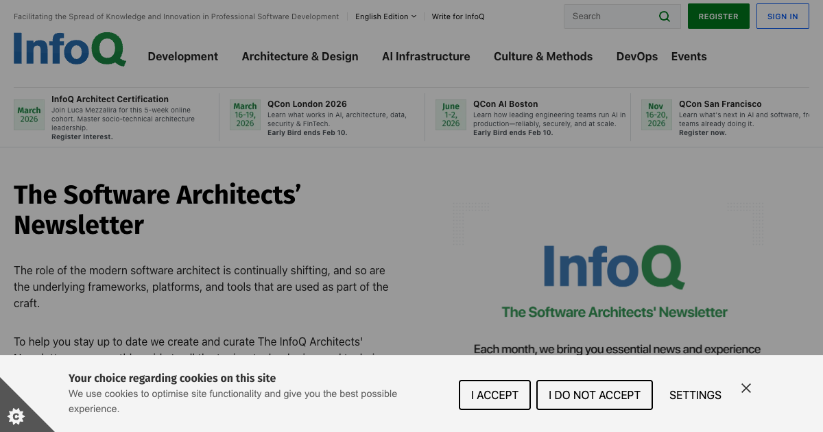 InfoQ Software Architects' Newsletter