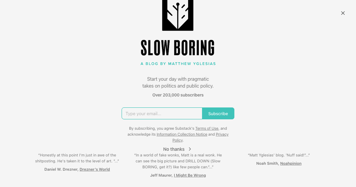 Slow Boring (Matthew Yglesias)
